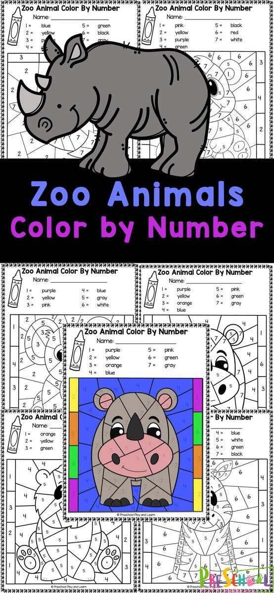 FREE Printable Zoo Animals Color By Number Worksheets FREE Printable Zoo Animals Color By Number Worksheets
