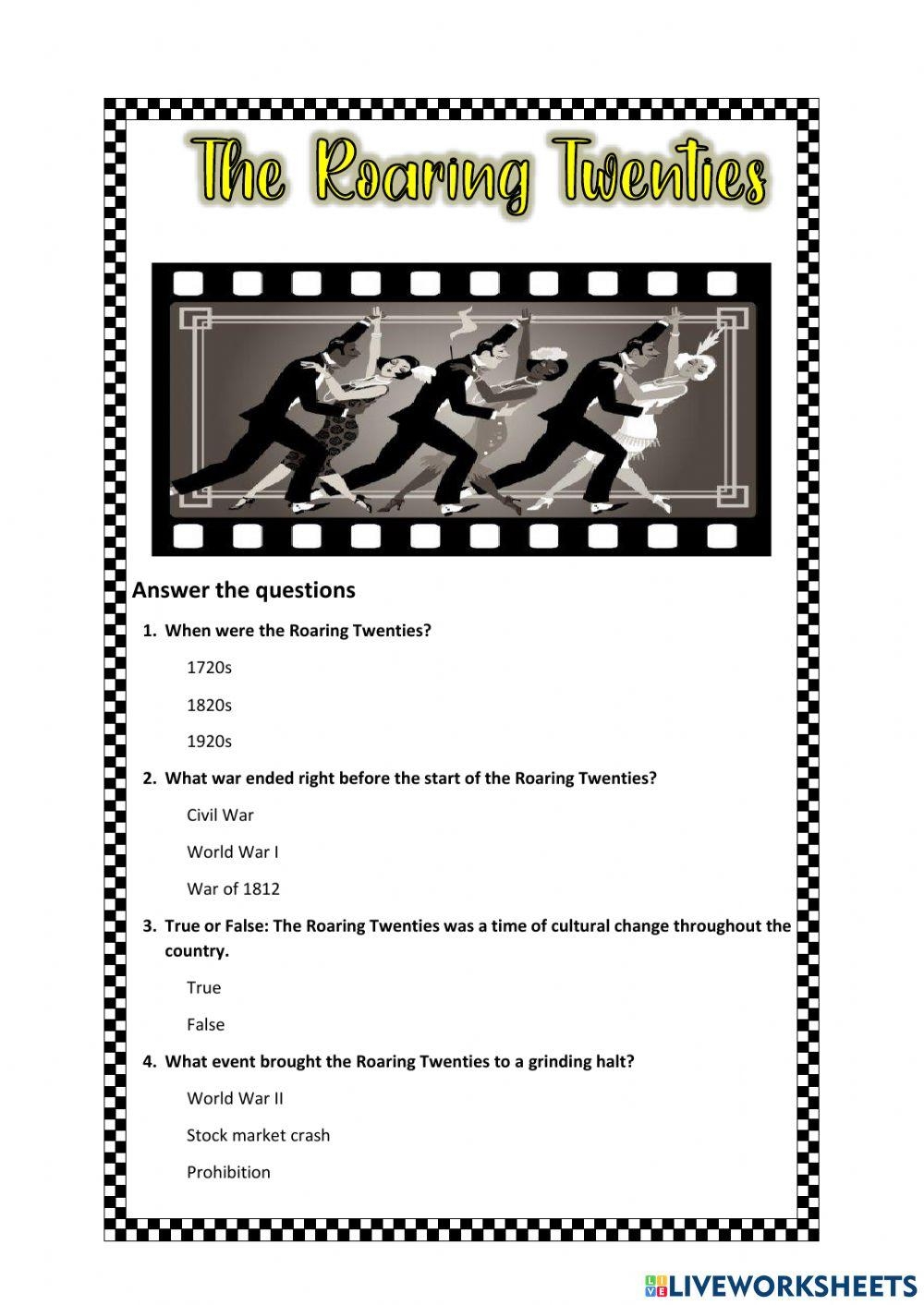 Free Roaring Twenties Worksheet Download Free Roaring Twenties Worksheet Png Images Free Worksheets On Clipart Library The Roaring 20s TWENTIES Worksheet Activity Word Search Scramble Word Made By Teachers