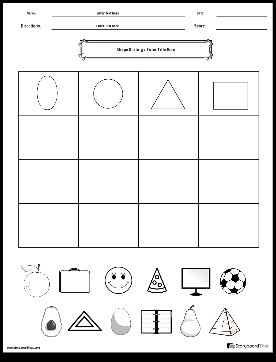 Free Shape Sorting Worksheets By Storyboard That