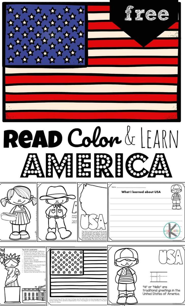 FREE USA Coloring Pages For Kids To Read Color And Learn American Symbols Activities For Kindergarten A Spoonful Of Learning