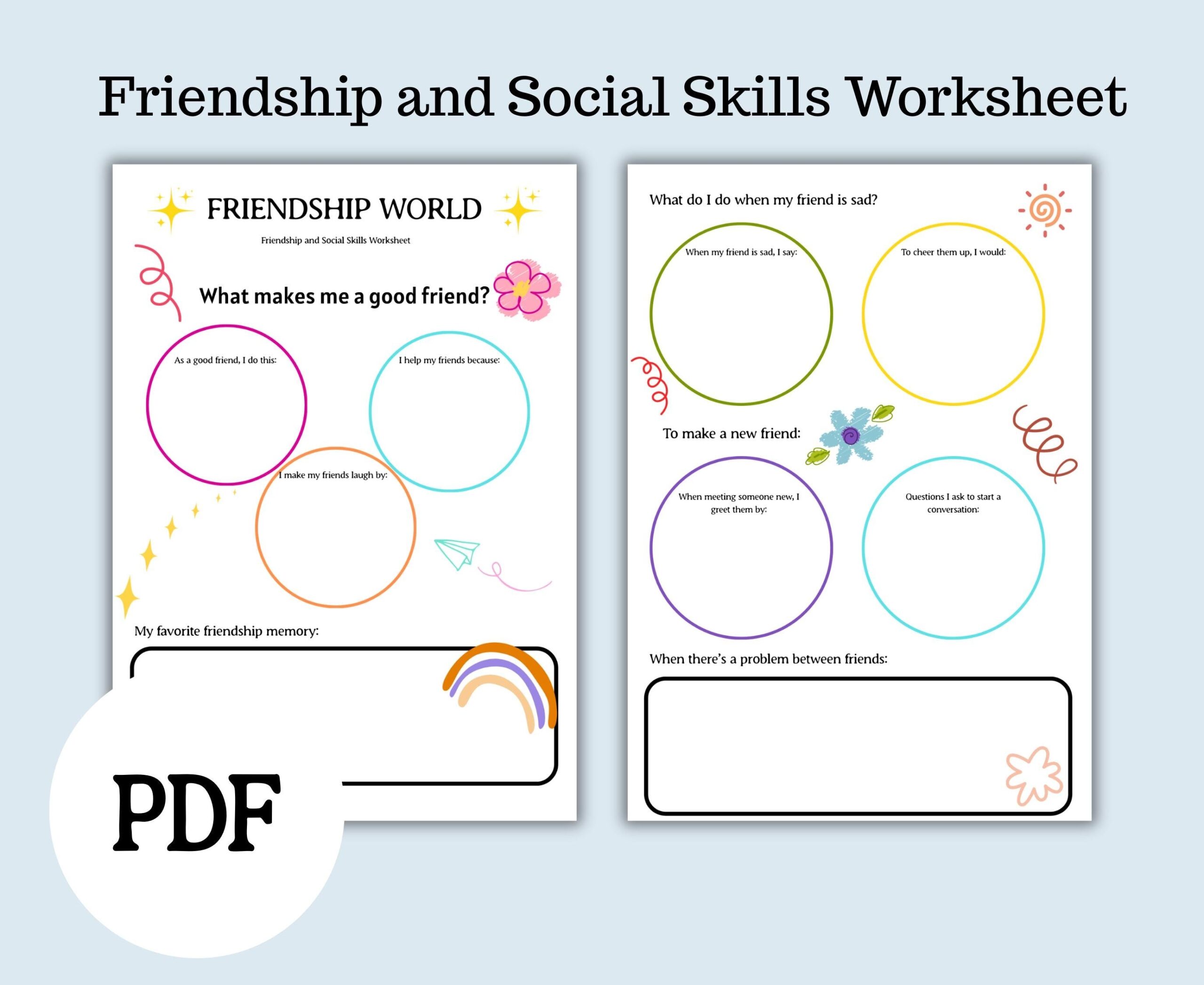 Friendship And Social Skills Worksheet For Kids Digital Download Social Emotional Learning Printable Activity Sheet For Children Etsy Israel