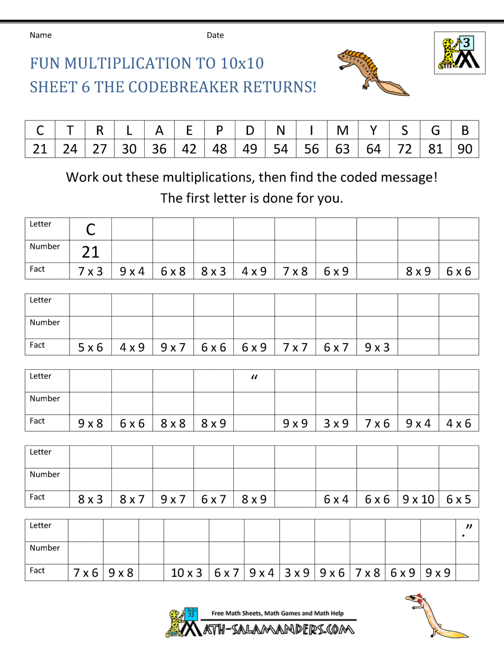 Fun Multiplication Worksheets To 10x10 Fun Multiplication Worksheets To 10x10