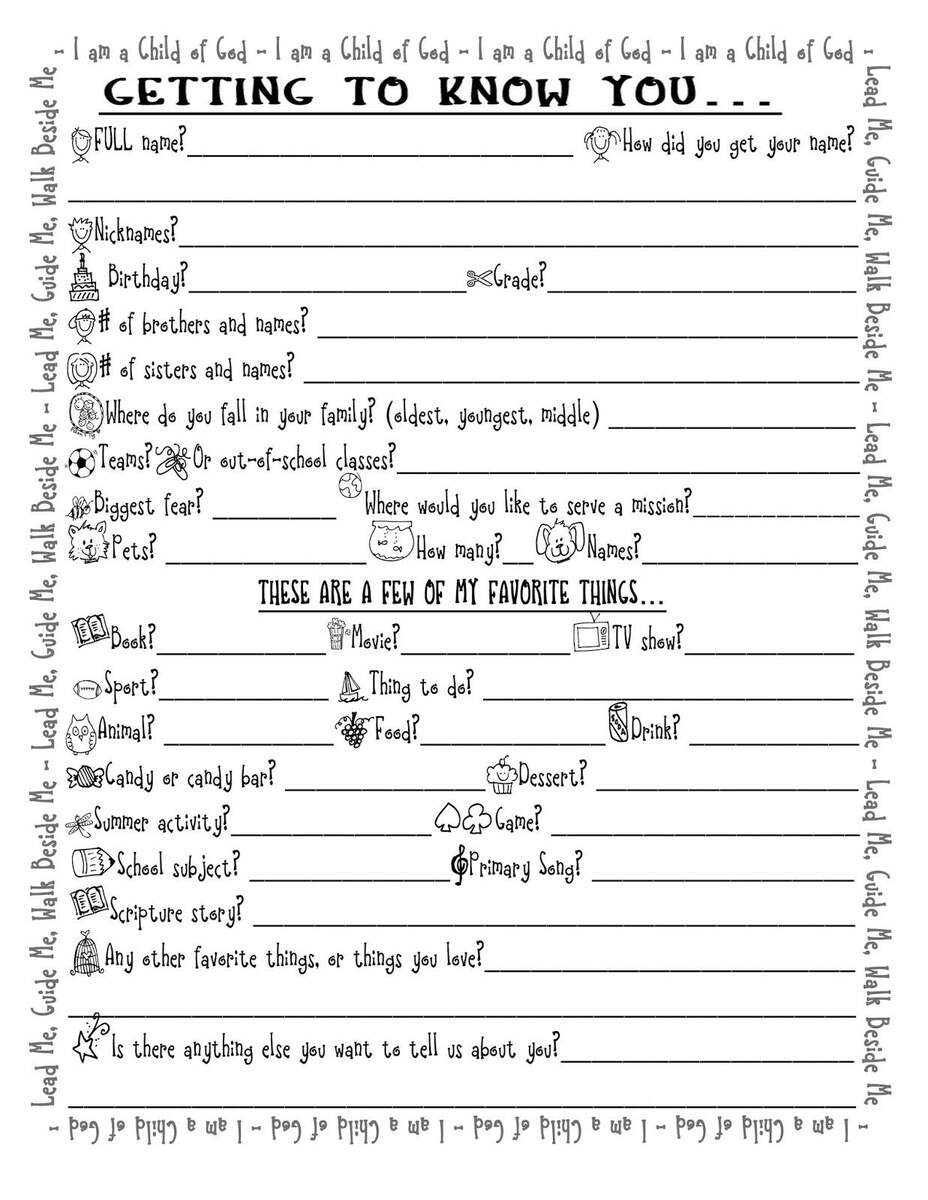 Getting To Know You FREE PRINTABLE Get To Know You Activities Worksheets Library