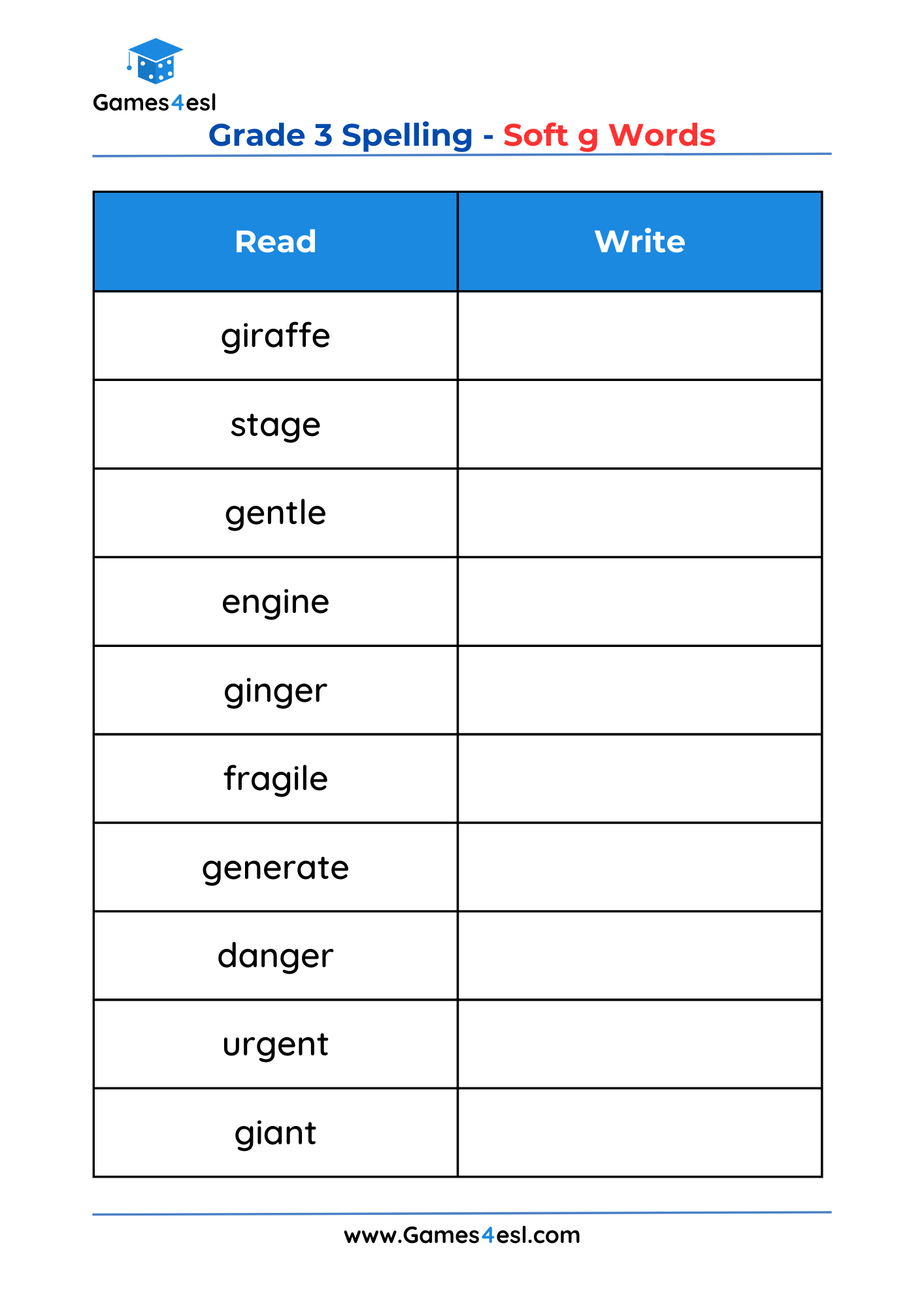 Grade 3 Spelling Words Worksheets Games4esl 8 Printable Third Grade Spelling Writing Spelling Test Etsy