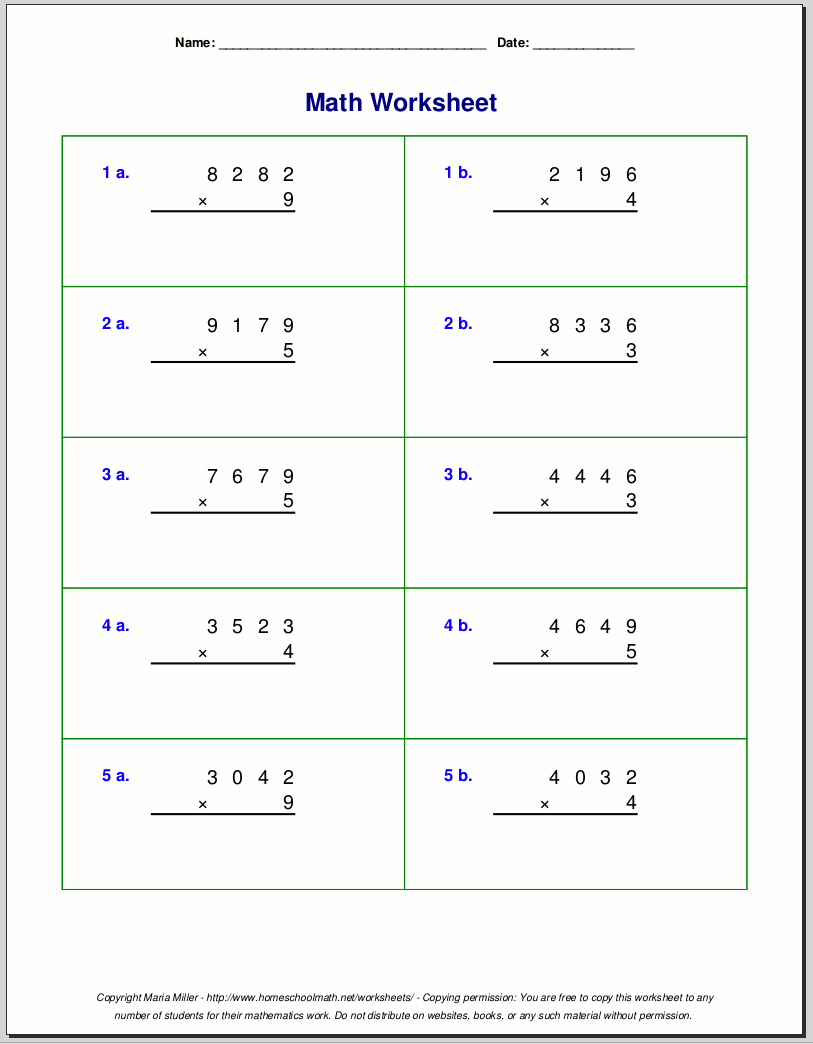 Grade 5 Multiplication Worksheets Grade 5 Multiplication Worksheets