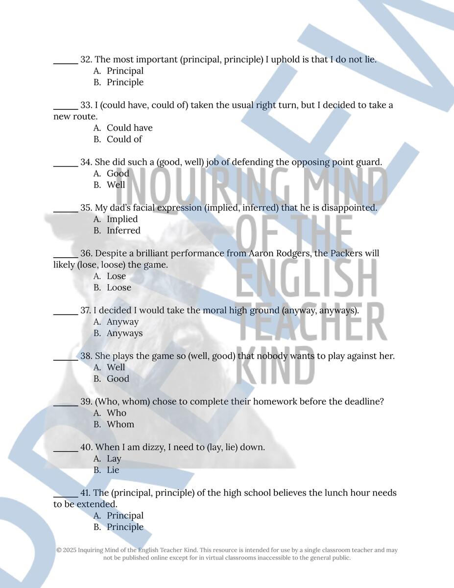 Grammar Review Practice Worksheet On Word Usage Errors High School English Made By Teachers Grammar Review Practice Worksheet On Word Usage Errors High School English Made By Teachers