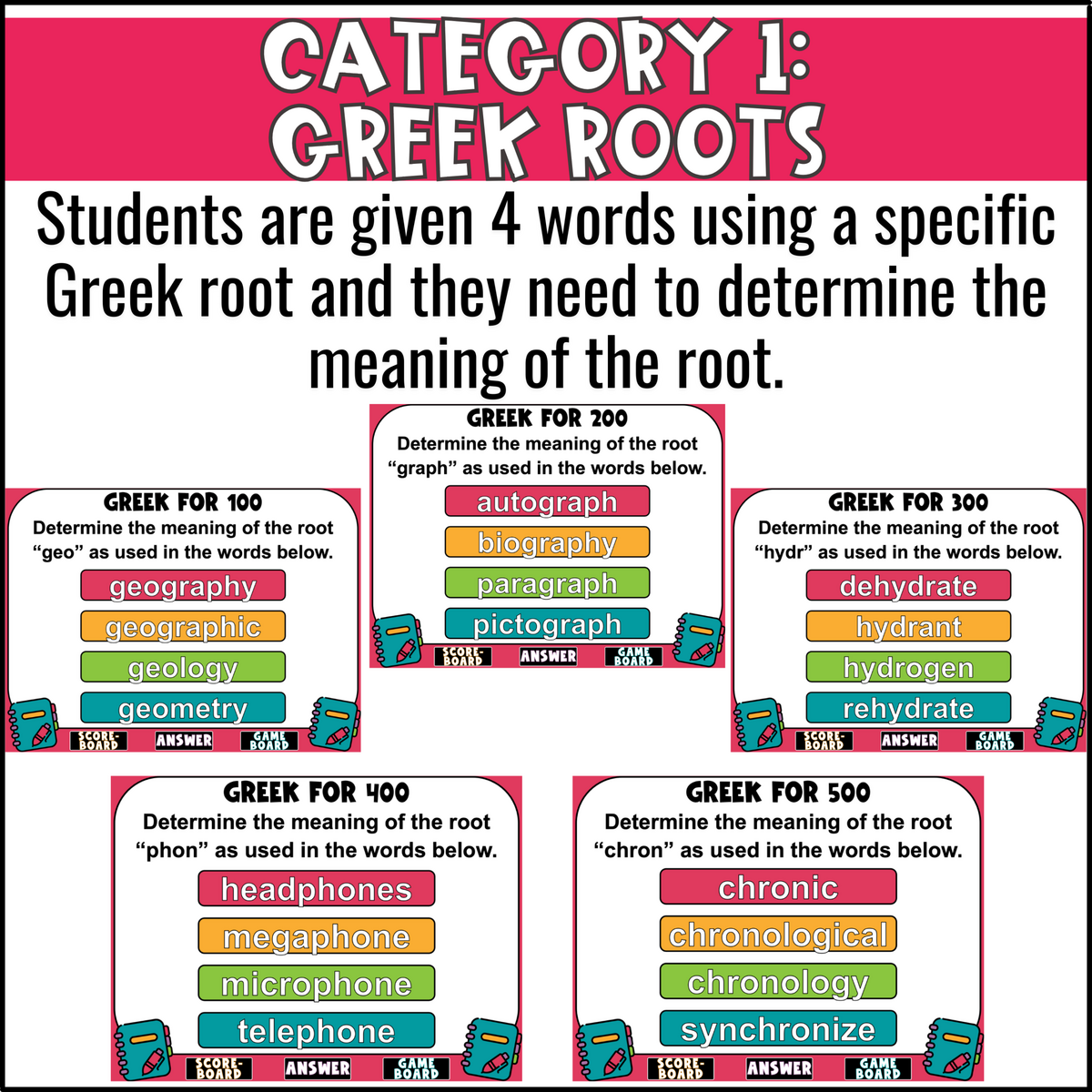 Greek And Latin Roots Game Show Test Prep Reading Review Game Fun In 5th Grade MORE