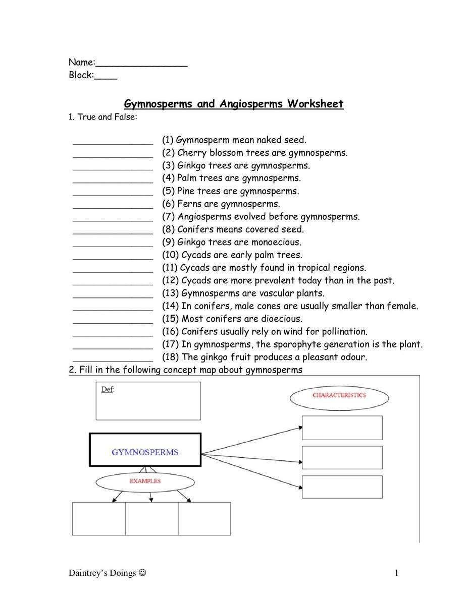 Gymnosperms And Angiosperms Worksheet Wikispaces Gymnosperms And Angiosperms Worksheet Wikispaces