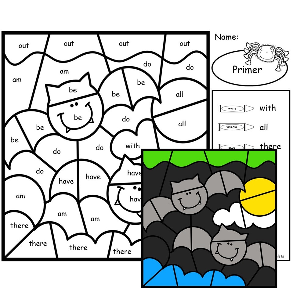 Halloween Color By Sight Words Halloween Color By Code Halloween Coloring Pages Classful Color By Sight Word Halloween Worksheets For Preschoolers