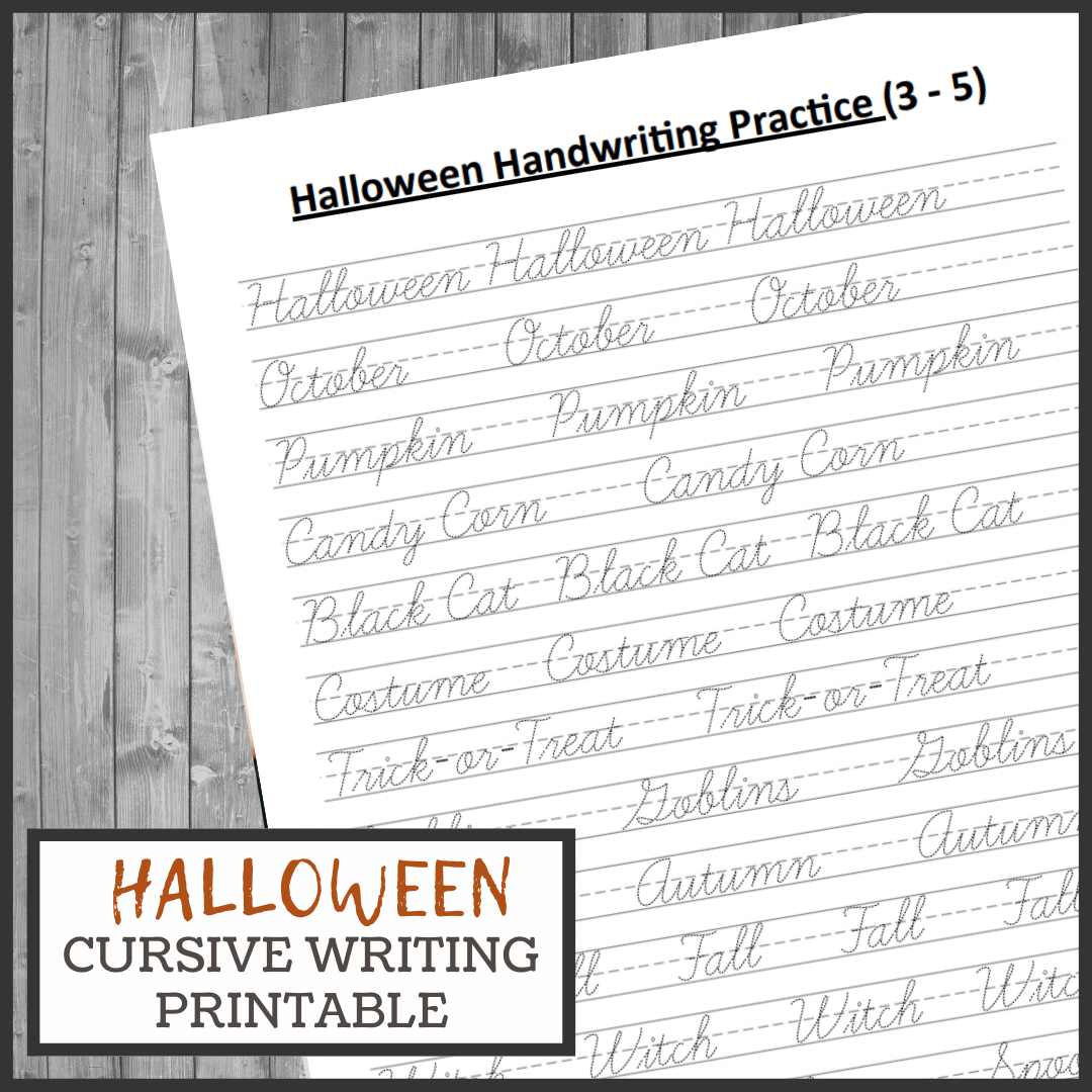 Halloween Cursive Handwriting Practice 3 Boys And A Dog