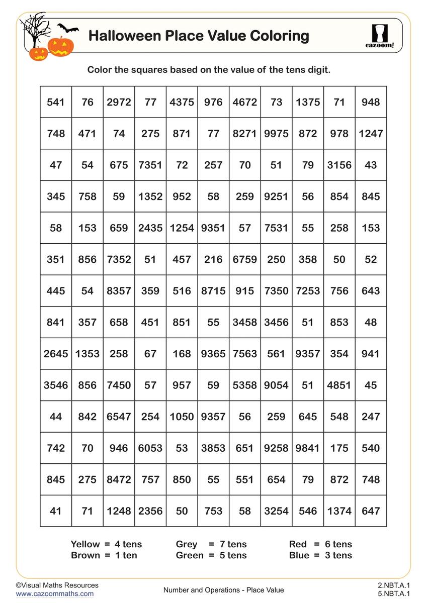 Free Halloween Math Worksheets