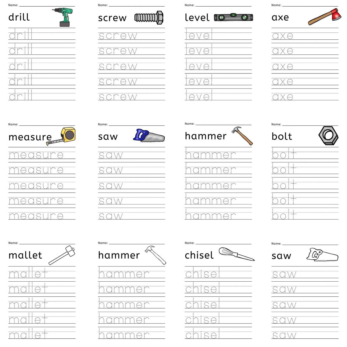 Hardware Tools Special Education Job Skills Special Needs Printable Worksheets Speech Therapy Made By Teachers