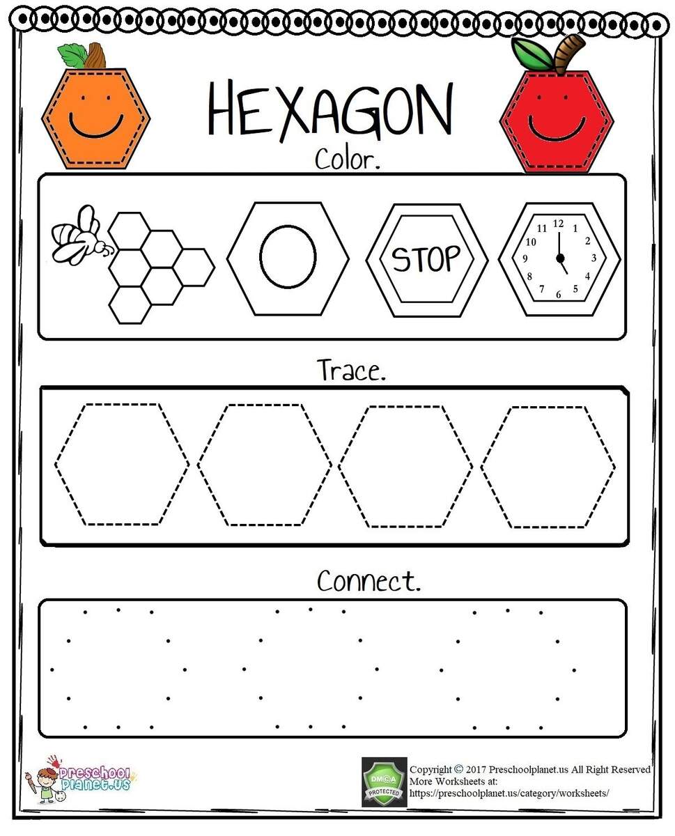 Hexagon Worksheet Printable Activities For Learning Shapes