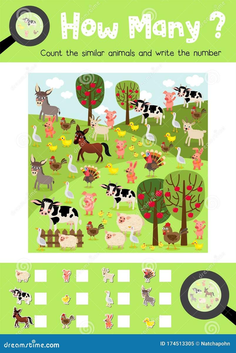 How Many Game Farm Animal Stock Vector Illustration Of Counting 174513305