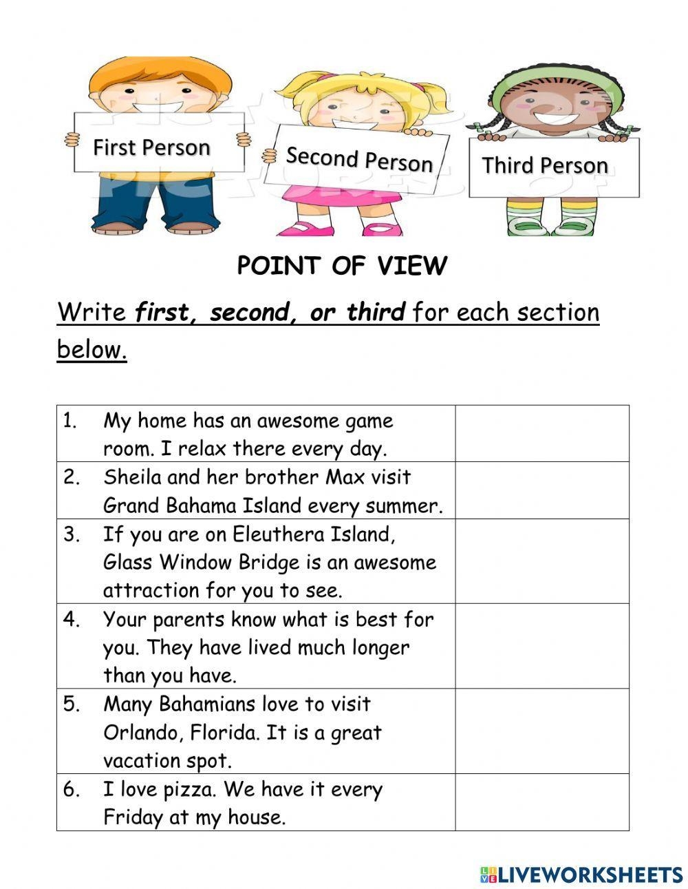 Identify The First Second And Third Point Of View ELA Worksheets Library Identify The First Second And Third Point Of View ELA Worksheets Library