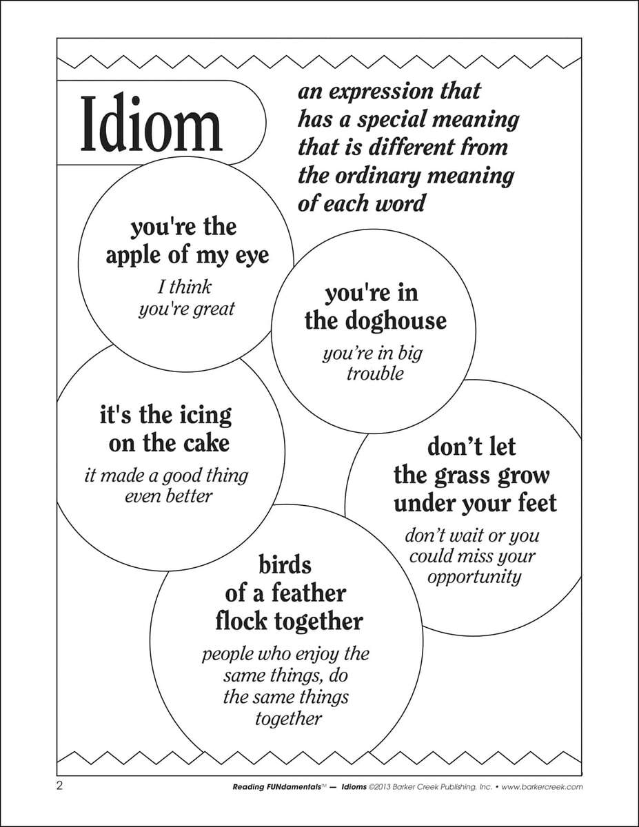 Idioms Grammar Activity Book 48 Pages Barker Creek Publishing Idioms Grammar Activity Book 48 Pages Barker Creek Publishing