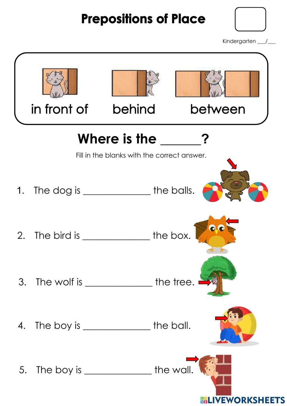 In Front Of Behind Between Online Exercise For Worksheets Library Size Distance Direction Worksheets K12 Math Worksheets