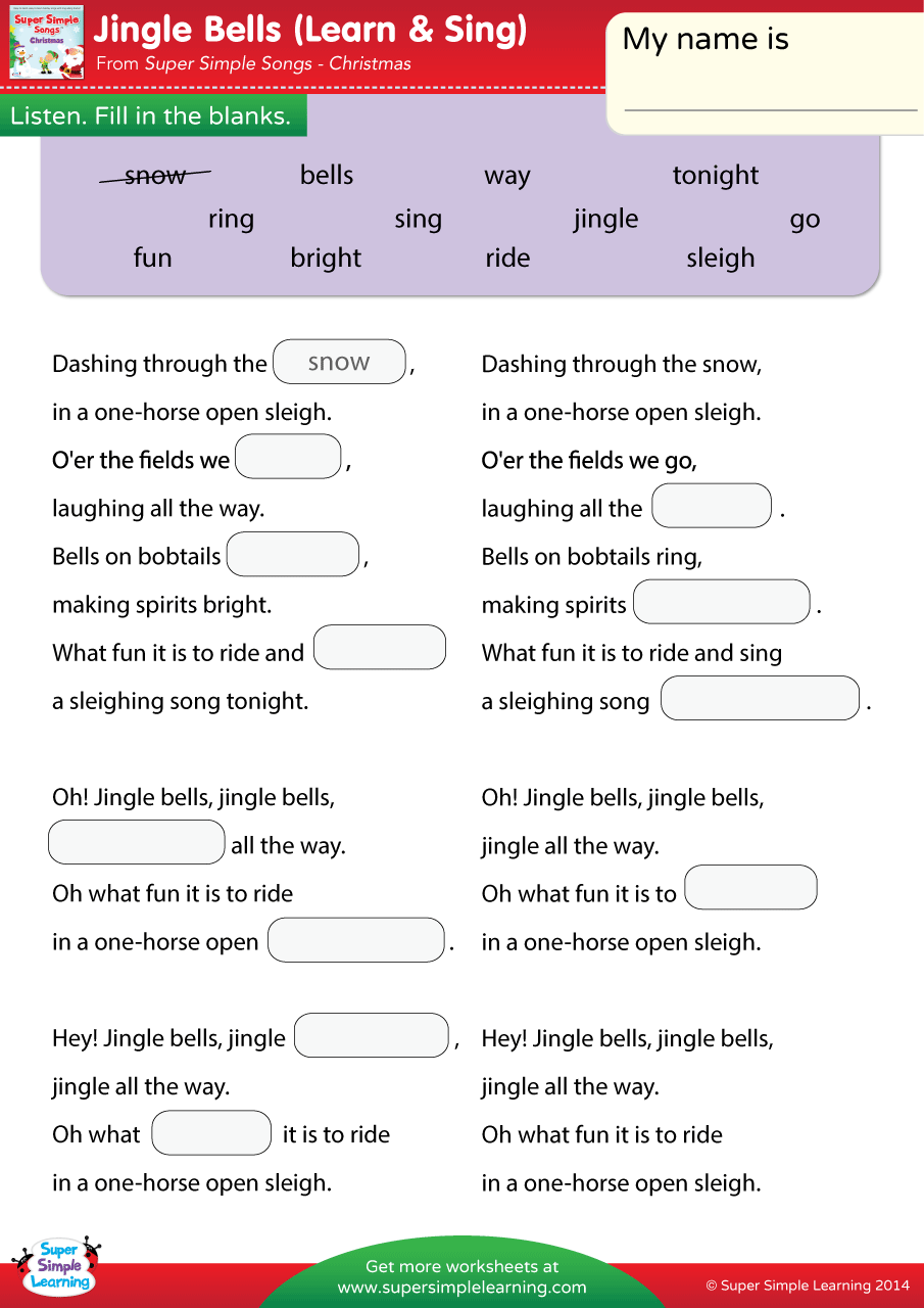 We Wish You A Merry Christmas Worksheet Fill In The Blanks Super Simple