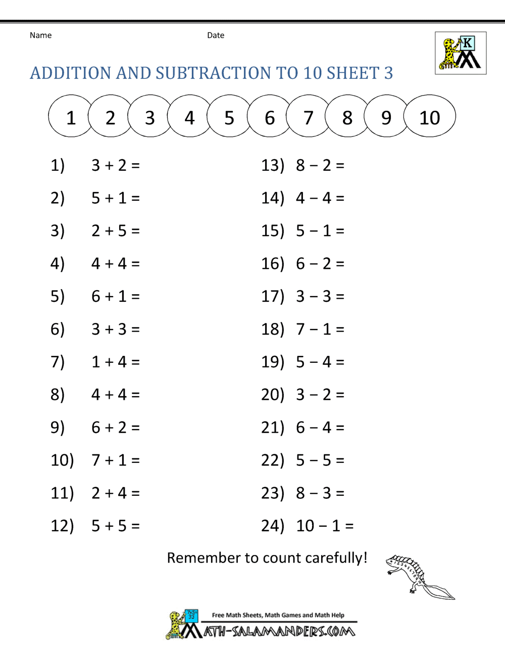 Printable Math Worksheets Addition And Subtraction Homeschool Instant Download With Answers Etsy