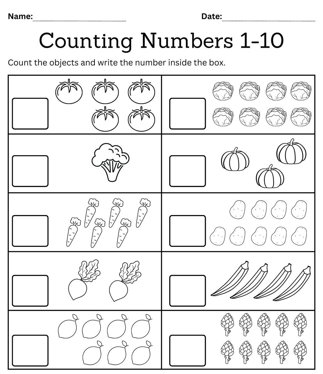 Kindergarten Math Counting Objects Worksheets 1 10 Black And White Made By Teachers Counting Objects Worksheet Printable PDF Number Operations Worksheet Cazoom Math