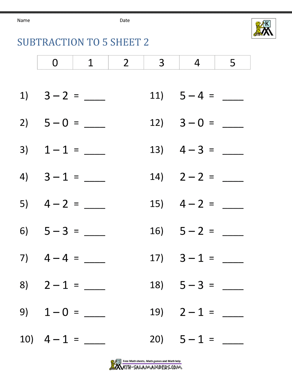 Kindergarten Subtraction Worksheets Worksheets Library