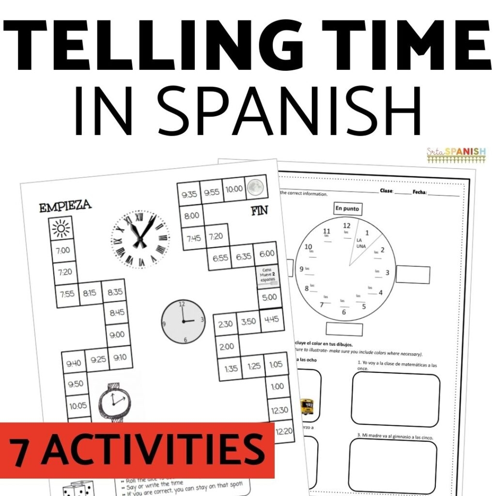 La Hora Practice Spanish Telling Time Worksheets Srta Spanish