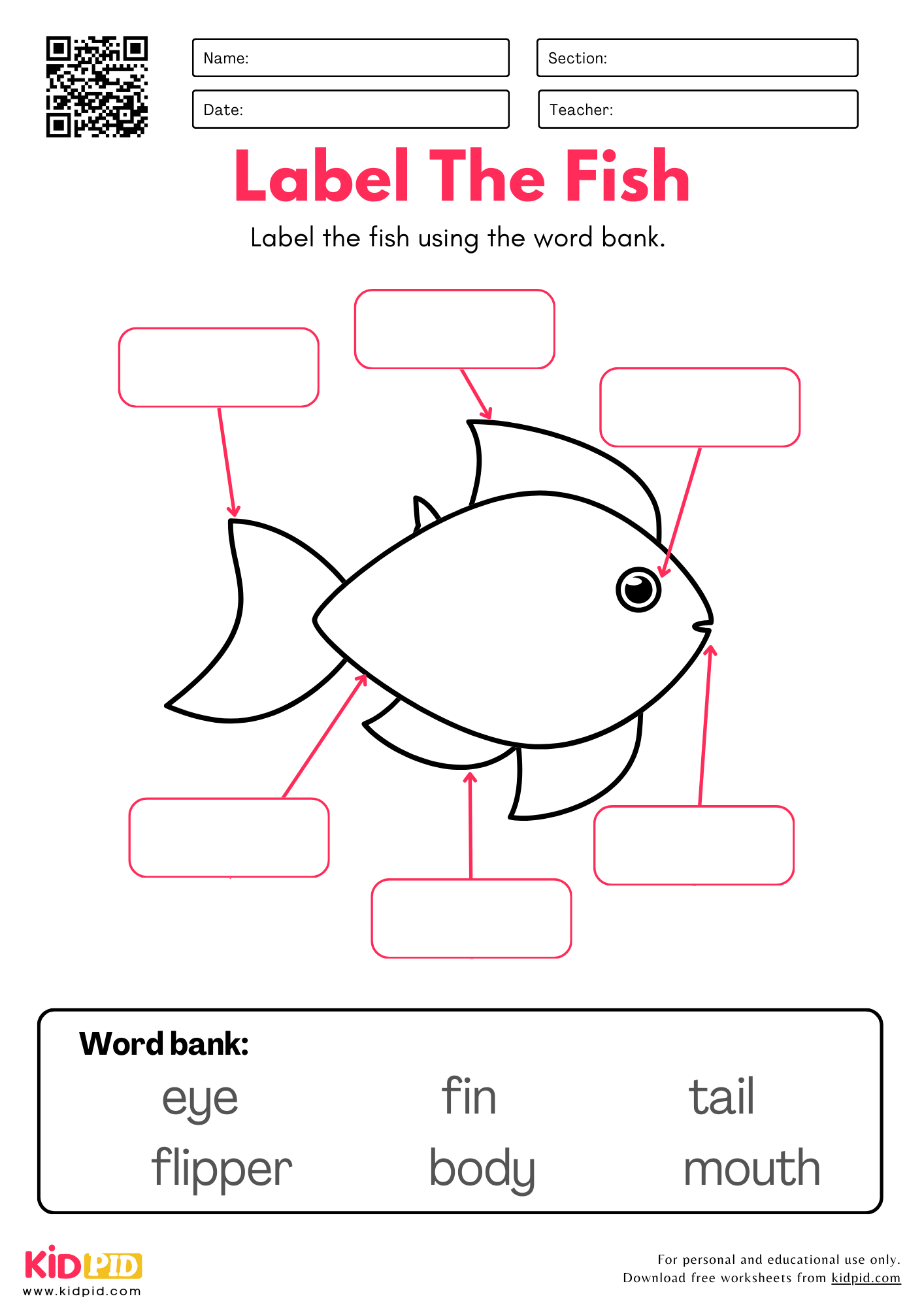 Label The Fish Worksheet Kidpid