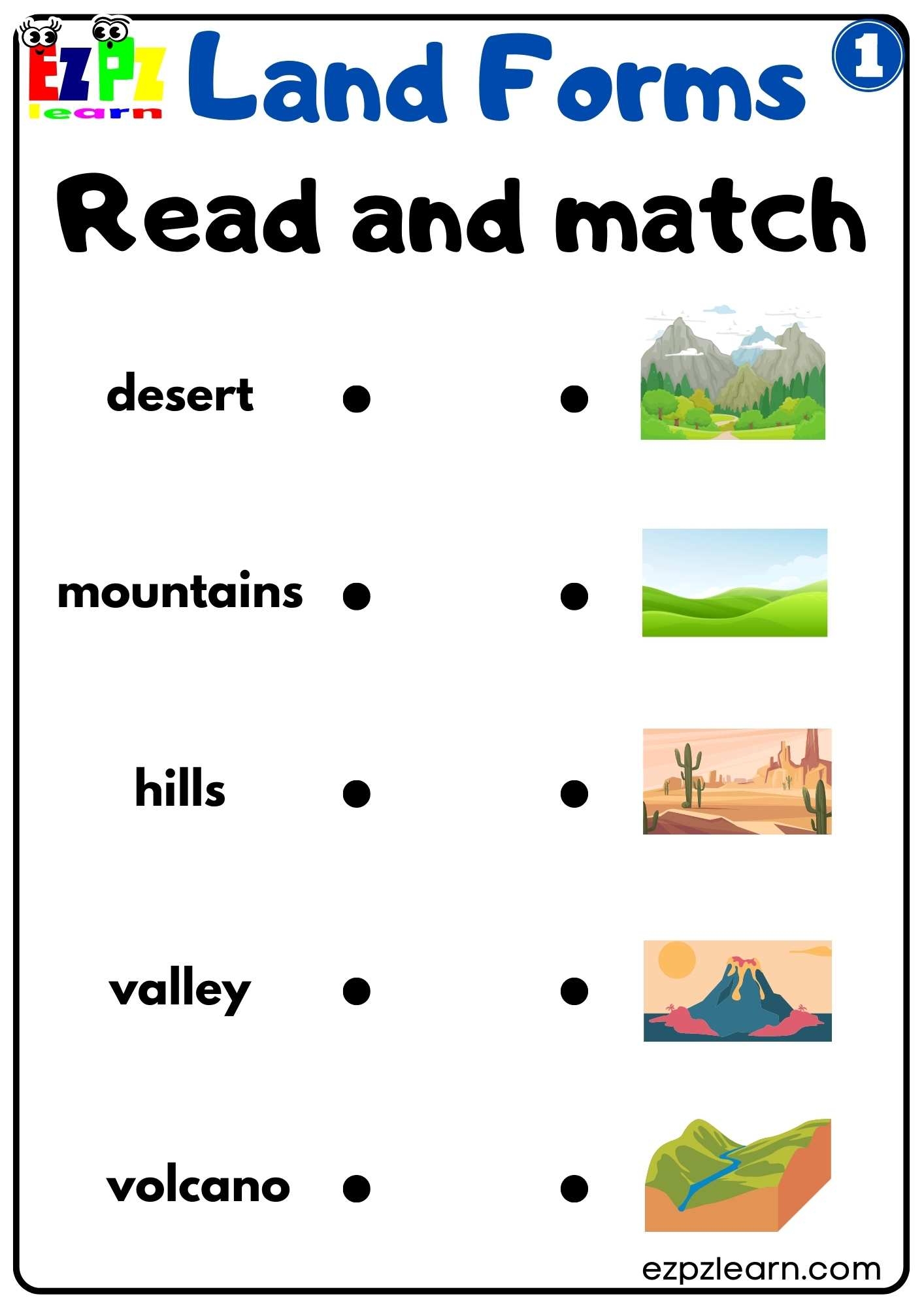 Landforms Match Part 1 Worksheet Worksheets Library
