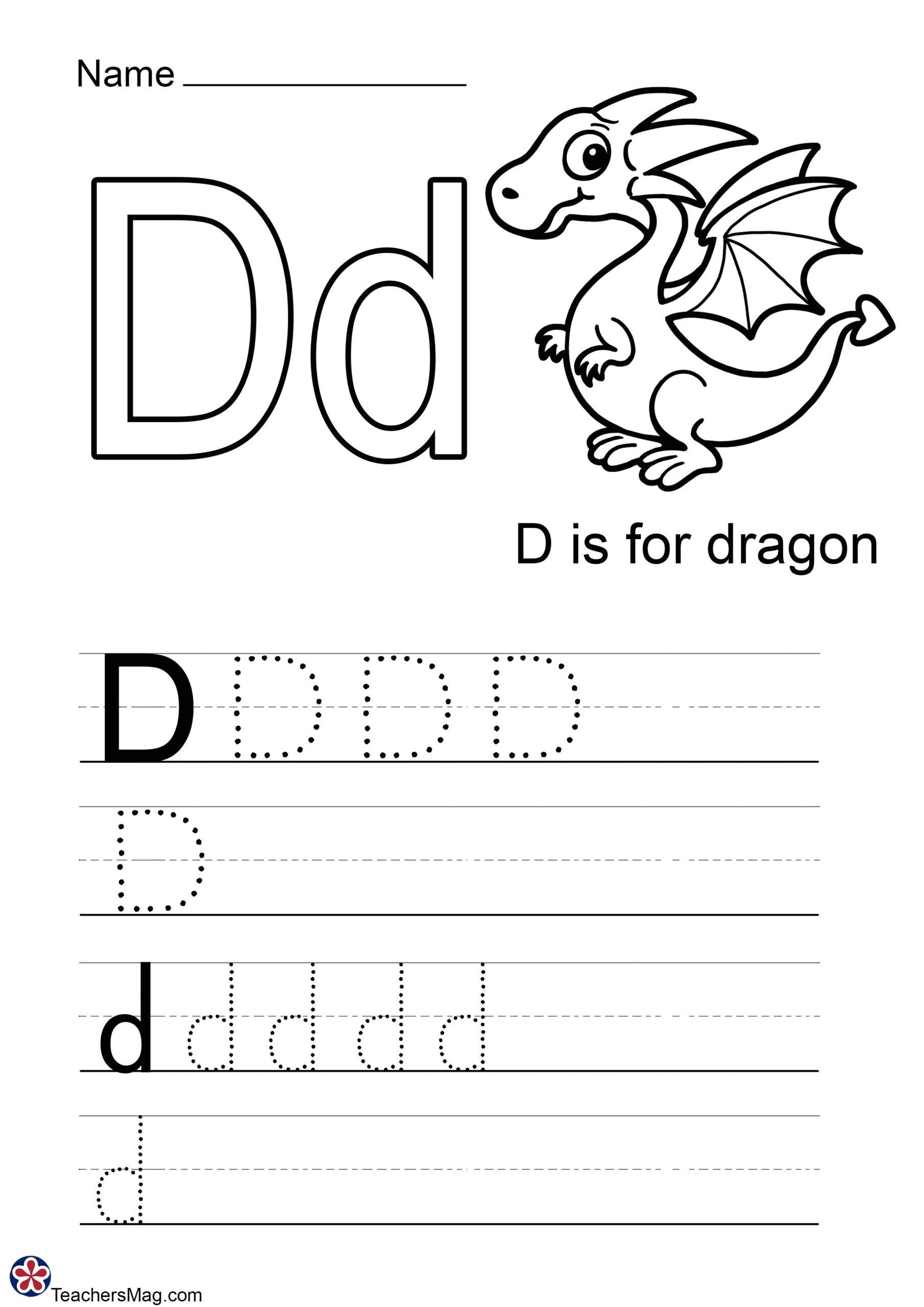 Letter D Free Worksheets TeachersMag Letter D Coloring Worksheet Free Printable Digital PDF