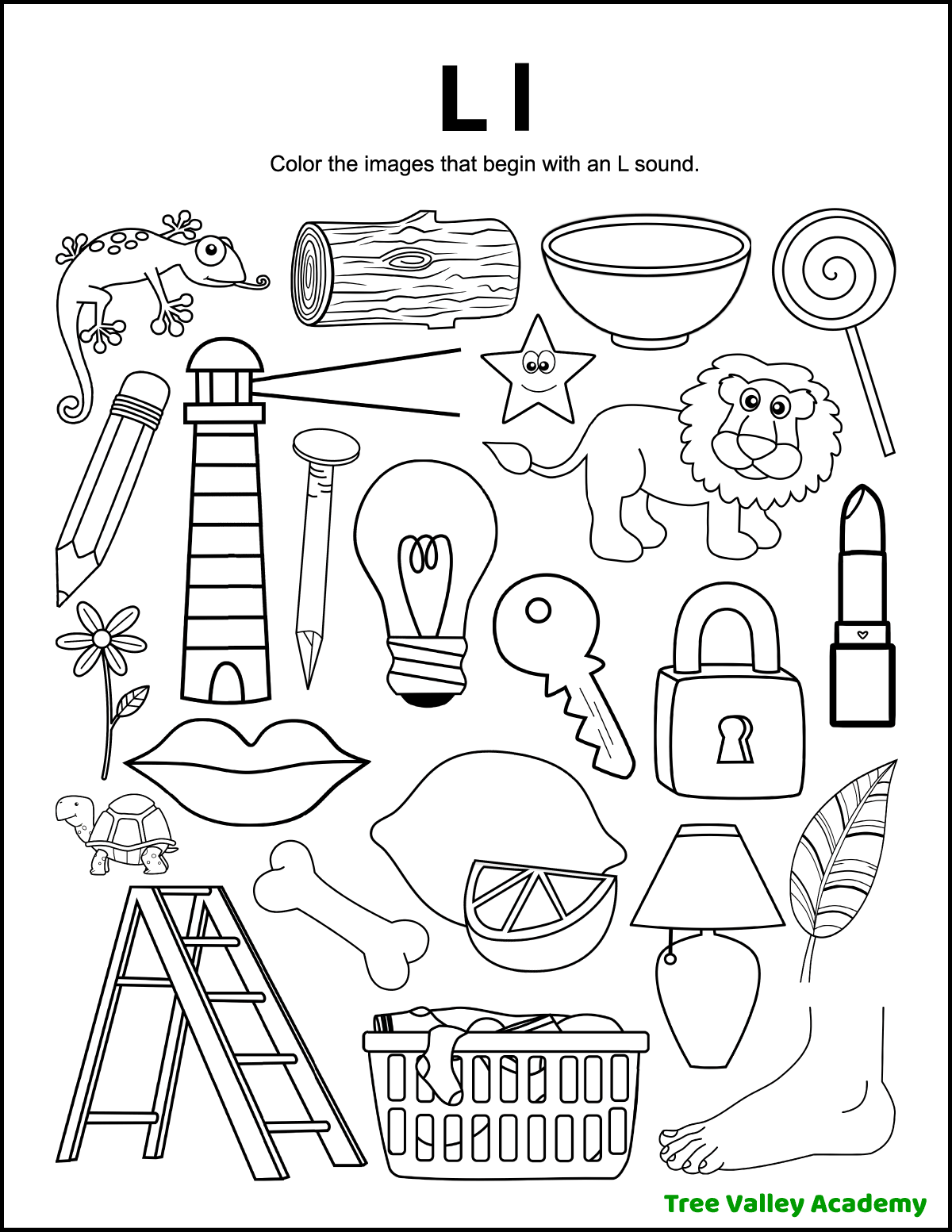 Free Printable Letter L Beginning Sounds Phonics Worksheet For Preschool