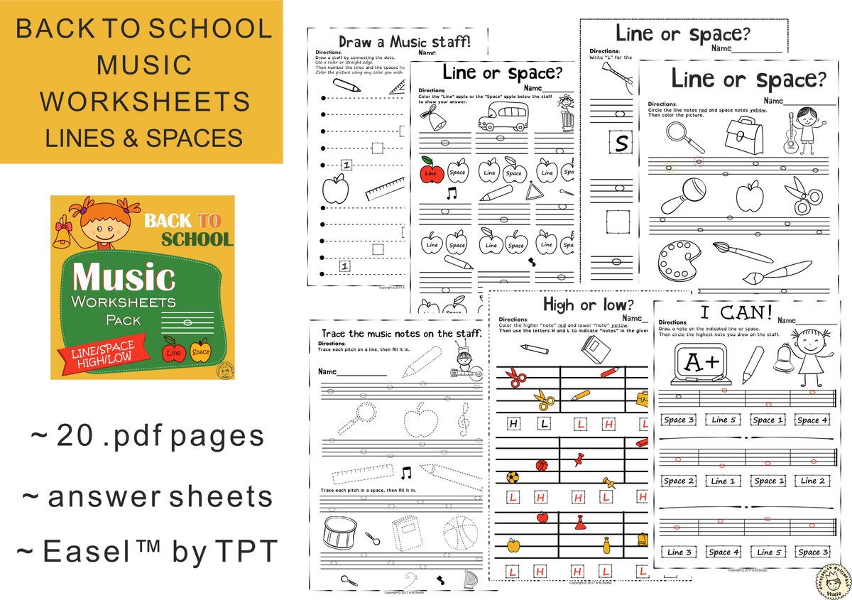 Lines And Spaces Music Worksheets For Back To School Teaching Resources Music Note Identification Free Downloads Hoffman Academy