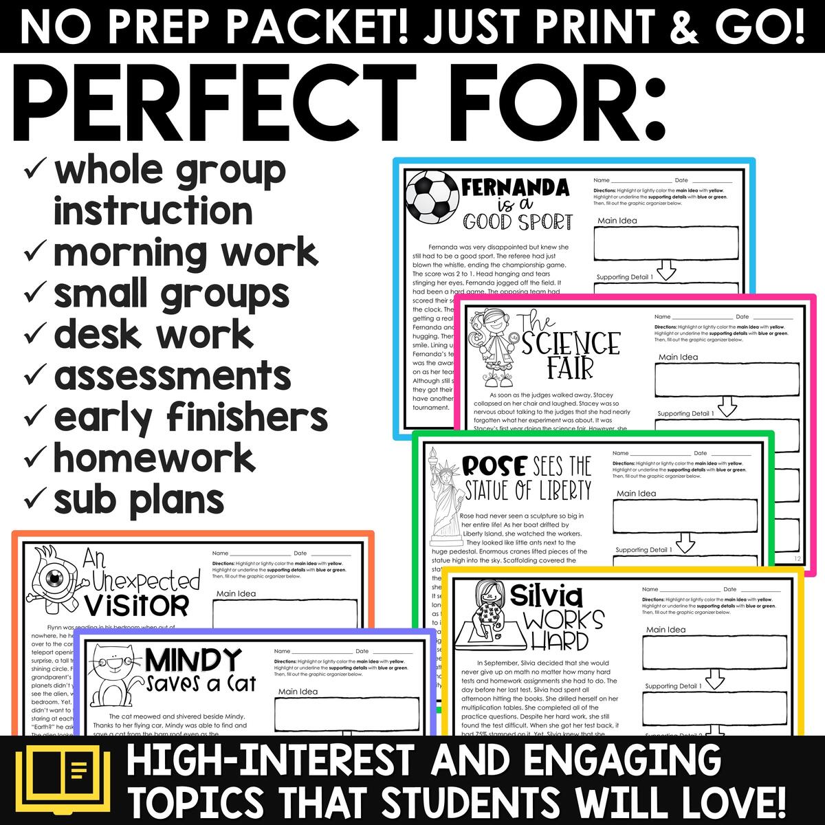 Main Idea Supporting Details Activities Graphic Organizers Fiction Set 2 A Love Of Teaching Kim Miller Main Idea Supporting Details Activities Graphic Organizers Fiction Set 2 A Love Of Teaching Kim Miller