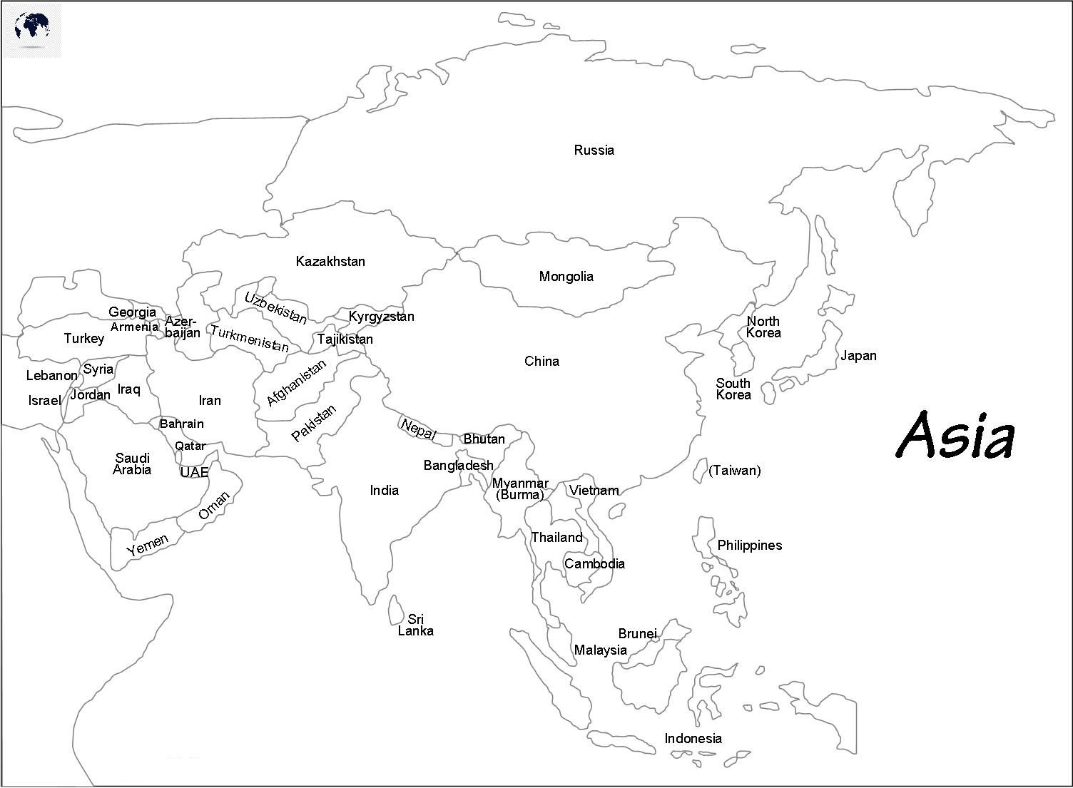 Map Of Asia For Practice Worksheet Blank World Map