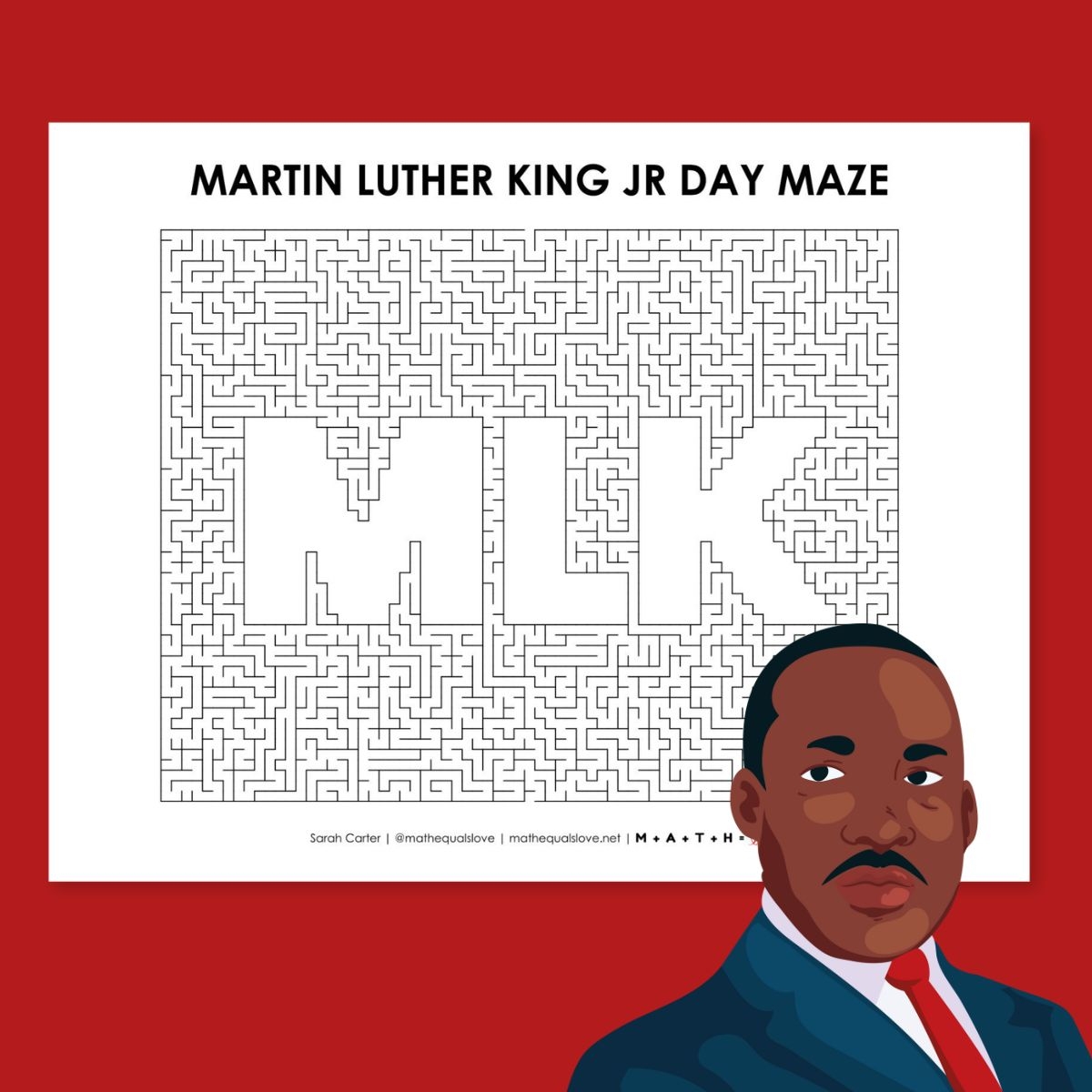 Martin Luther King Jr Day Maze Math Love