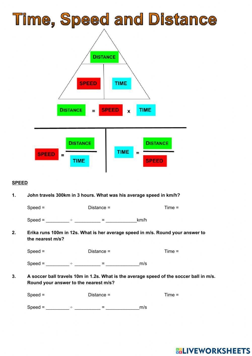Master Speed Time And Distance Worksheets For Effective Learning