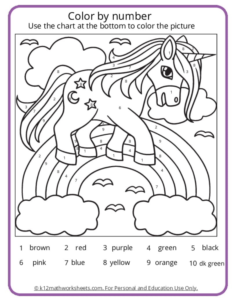 Math Coloring Pages Printable PDFs By K12mathworksheets Addition Color By Number Worksheets Nature Inspired Learning
