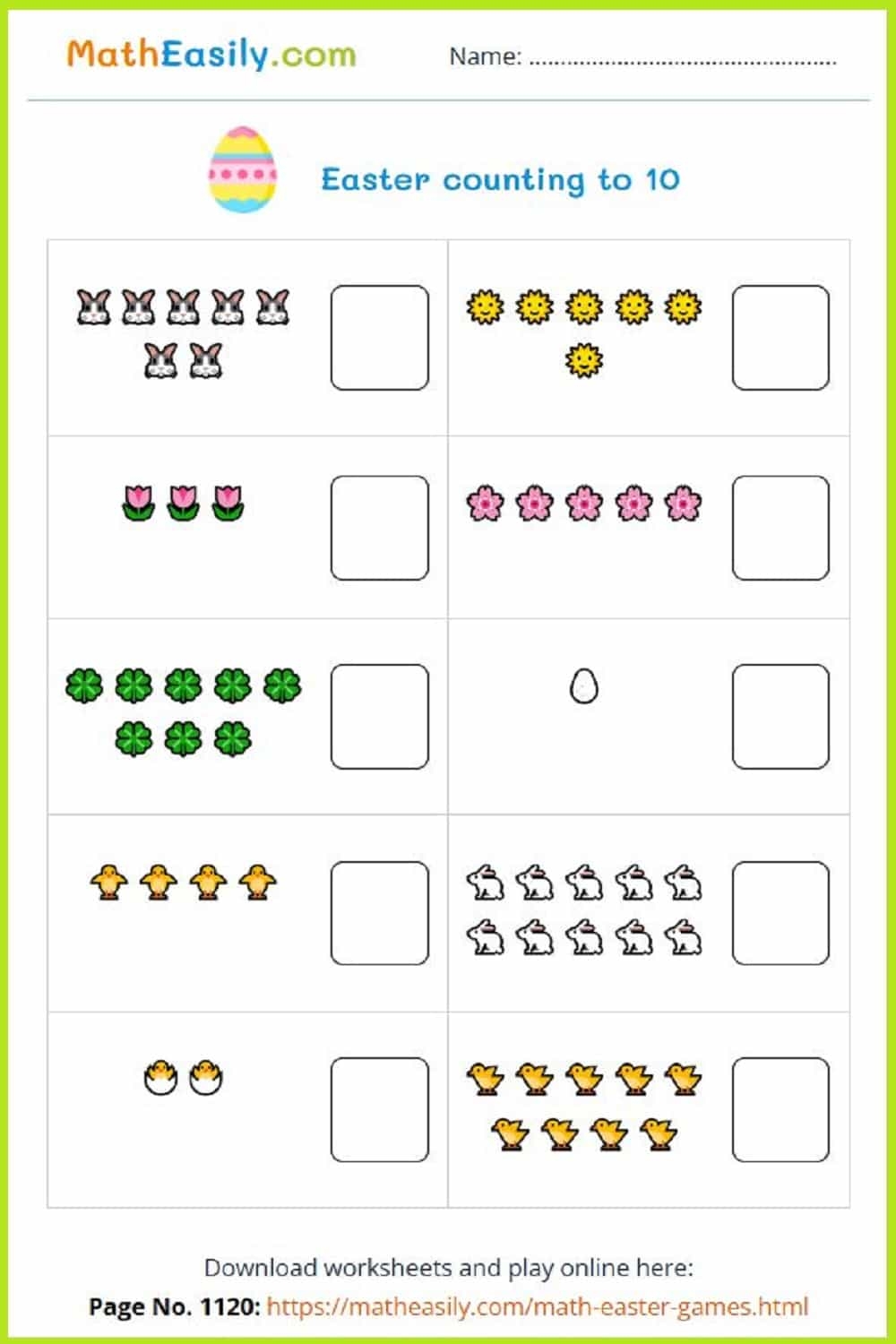 Math Easter Worksheets PDF Free Download
