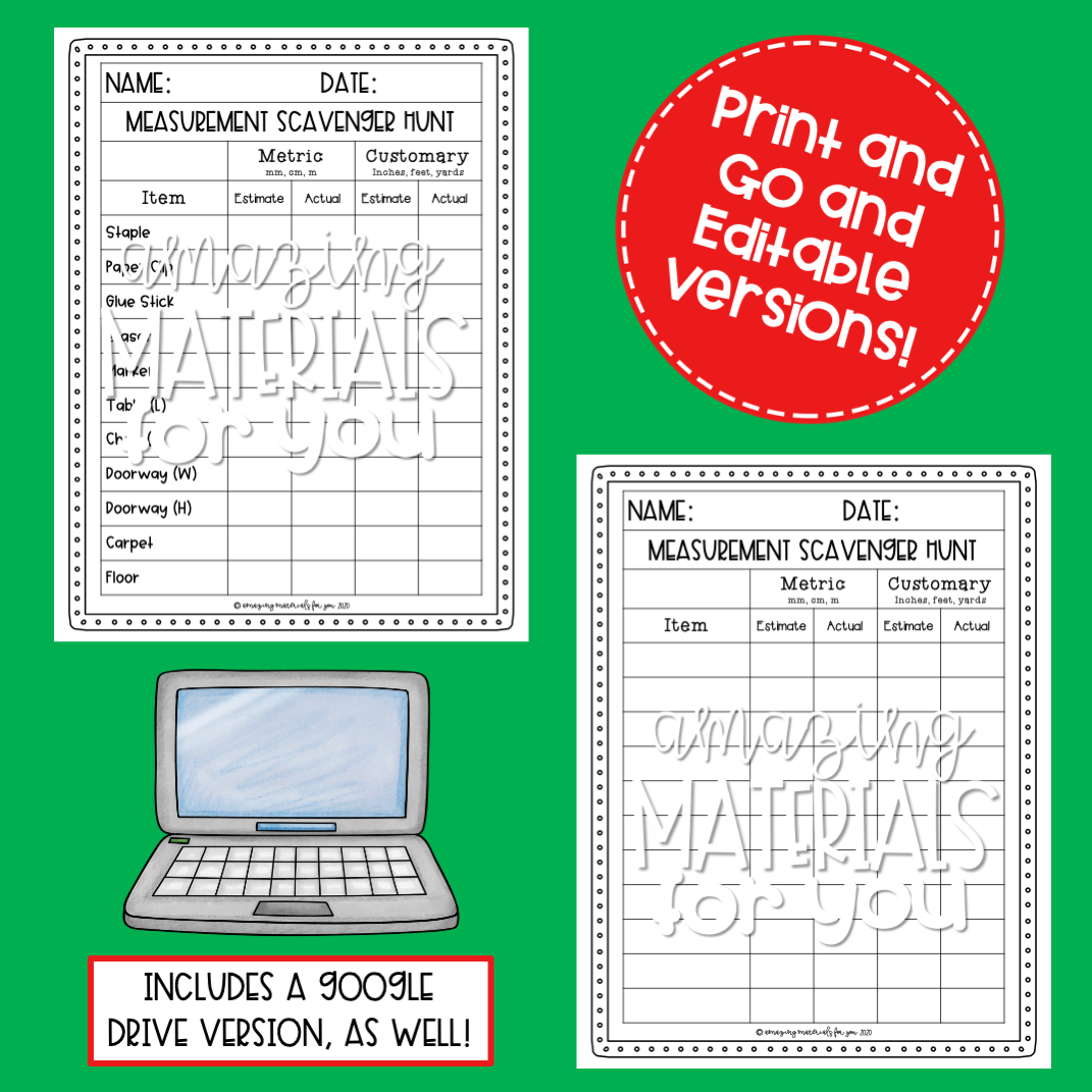 Measurement Scavenger Hunt Made By Teachers Measurement Scavenger Hunt Made By Teachers