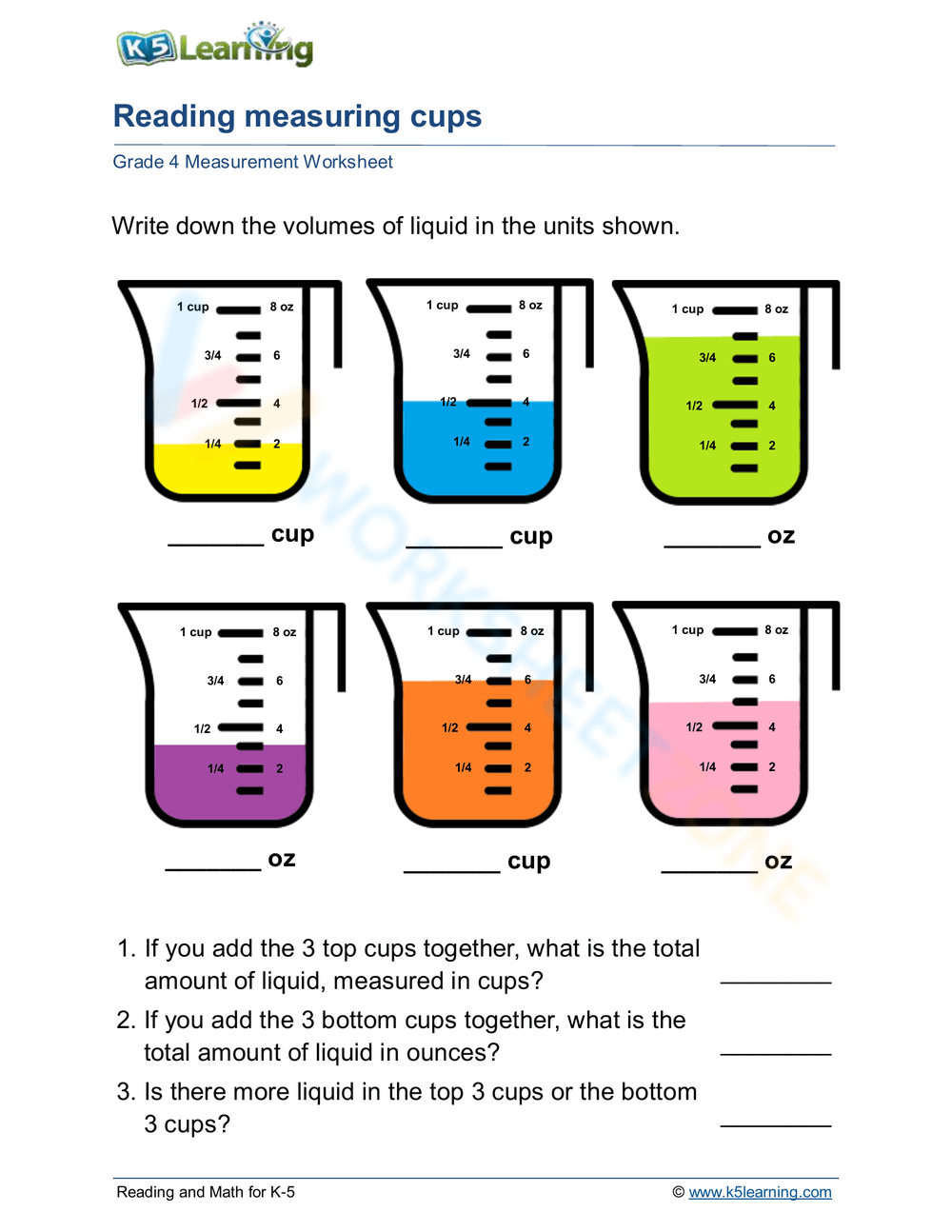 Measuring Volume Worksheets Printable