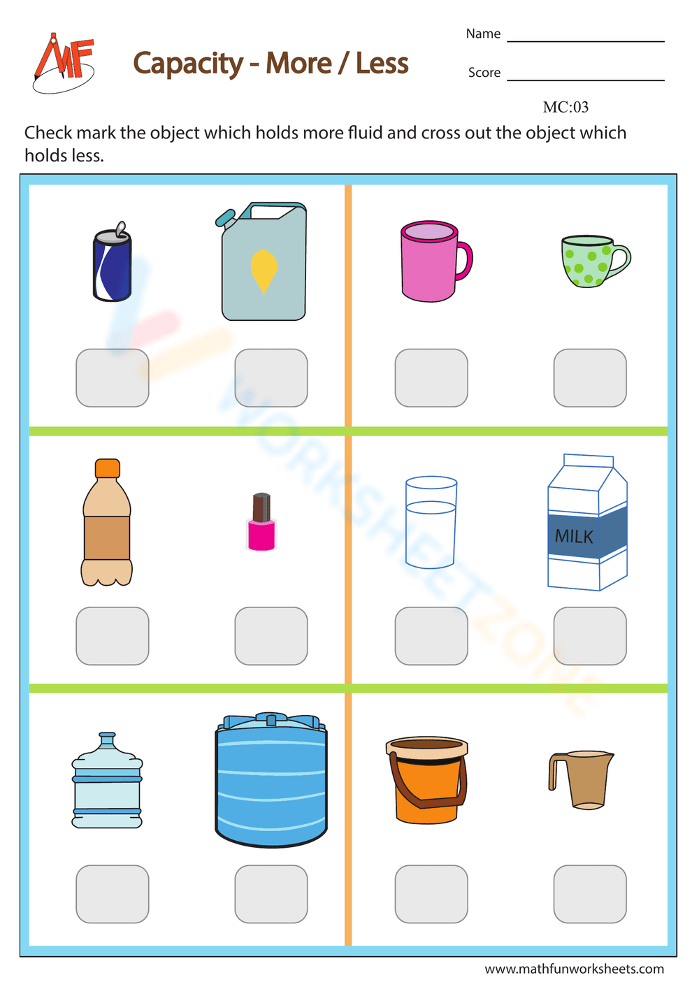 Measuring Volume Worksheets Printable