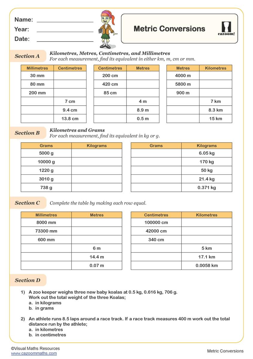 Metric Conversions Worksheet Key Stage 2 PDF Measurement Worksheets Metric Conversions Worksheet Key Stage 2 PDF Measurement Worksheets