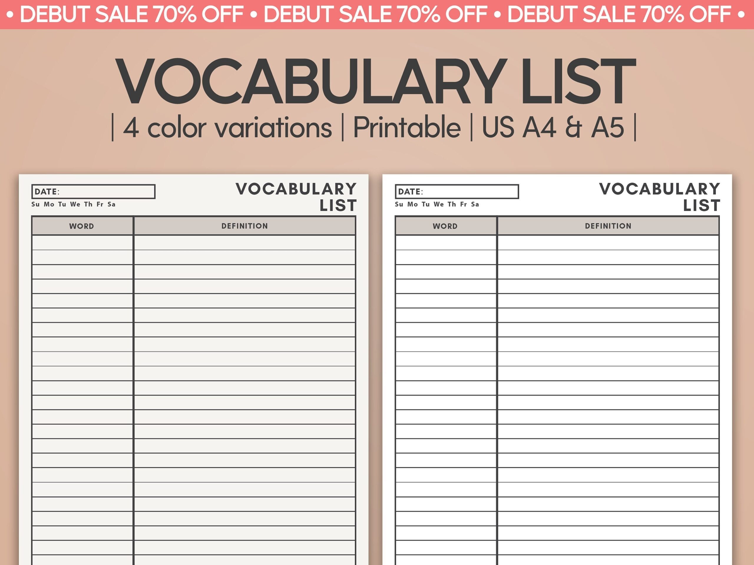 New Create Page Vocabulary Template 2 Black White