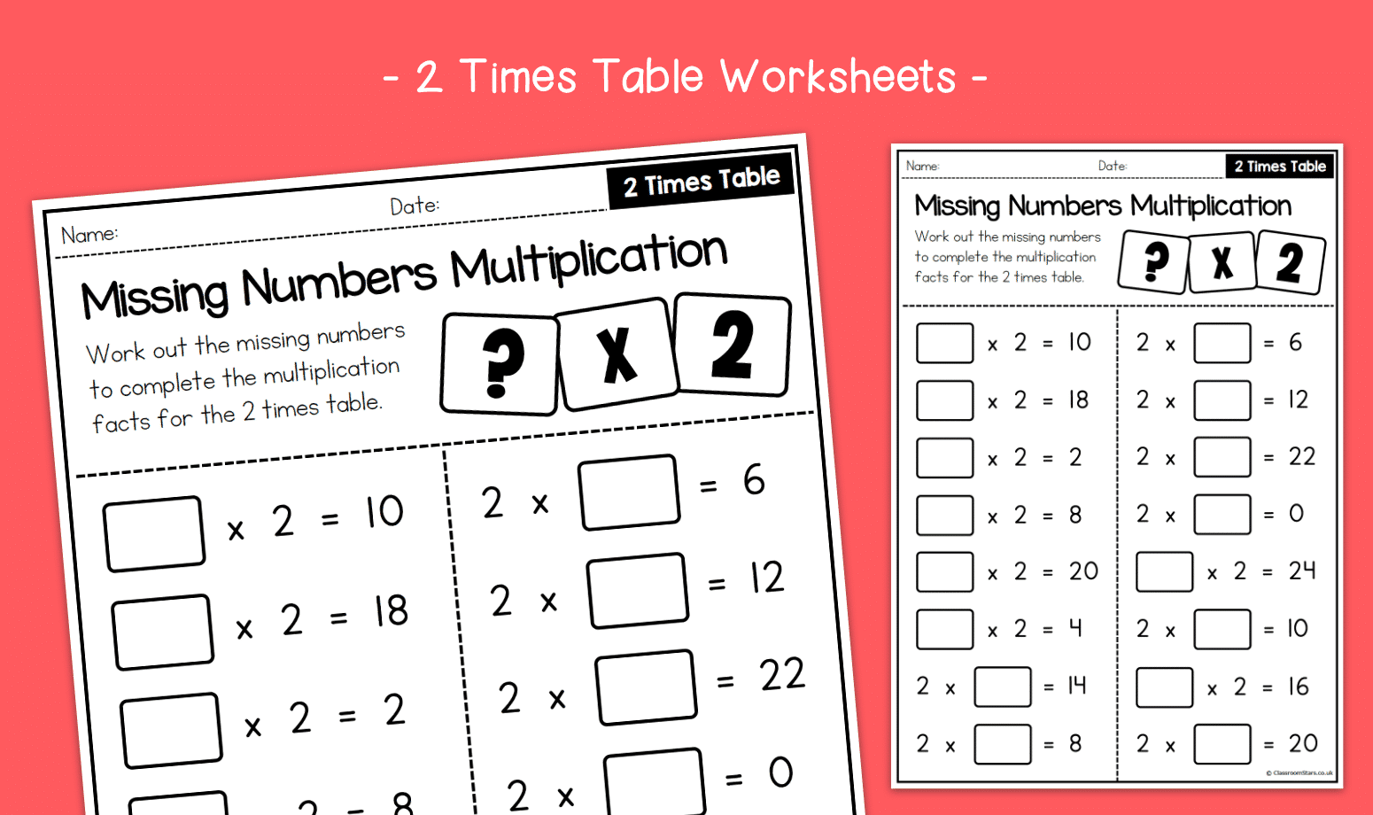 Missing Numbers Multiplication 2 Times Table Activity Worksheets KS1 Multiplication Primary Maths Missing Numbers Multiplication 2 Times Table Activity Worksheets KS1 Multiplication Primary Maths