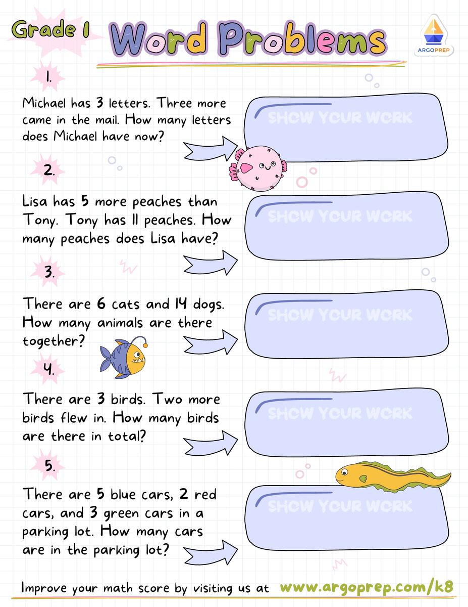 Mixed Addition And Subtraction Word Problems Worksheets For Grade 1 ArgoPrep Mixed Addition And Subtraction Word Problems Worksheets For Grade 1 ArgoPrep