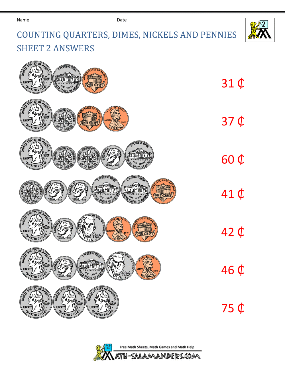 Money Worksheets For 2nd Grade