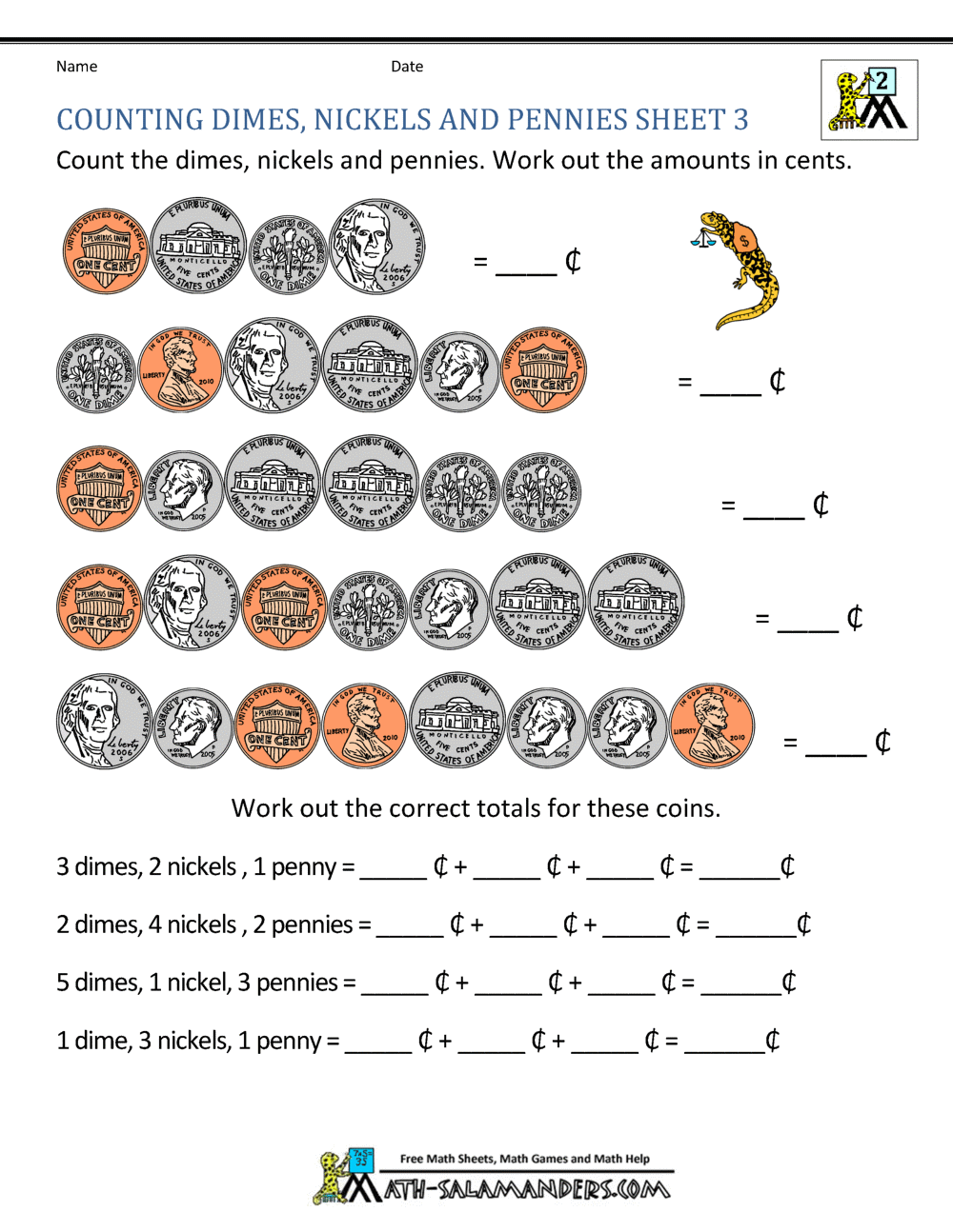 Money Worksheets For 2nd Grade Free Penguin Math Worksheets For Second Grade Second Grade Teaching Blog