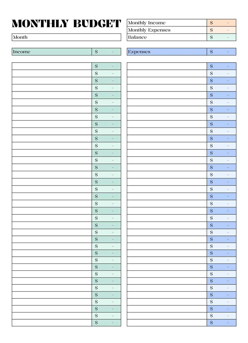 Monthly Income And Expense Sheet Free Google Sheets Excel Template Roommate Bill Spreadsheet Etsy