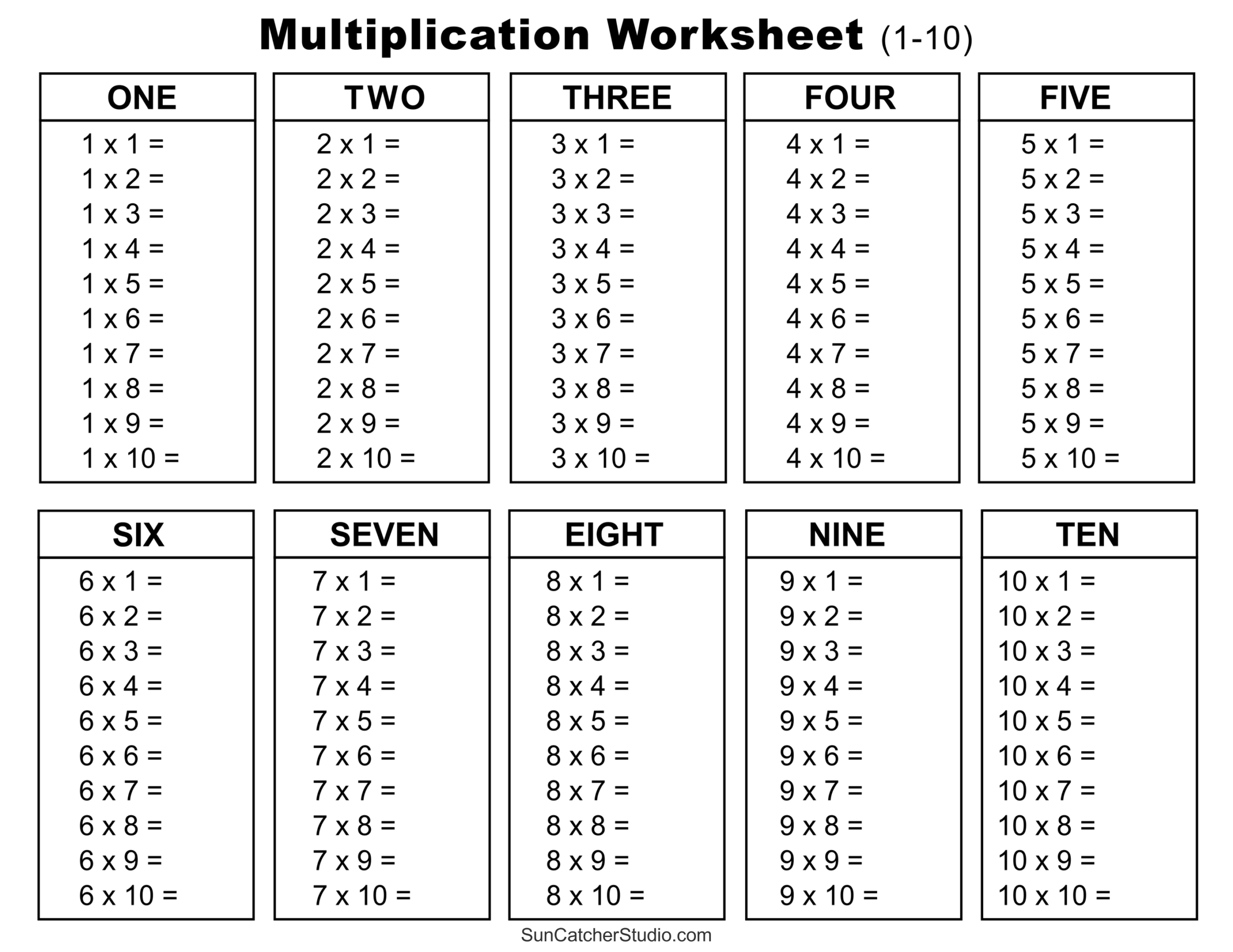 Multiplication To 5x5 Worksheets For 2nd Grade