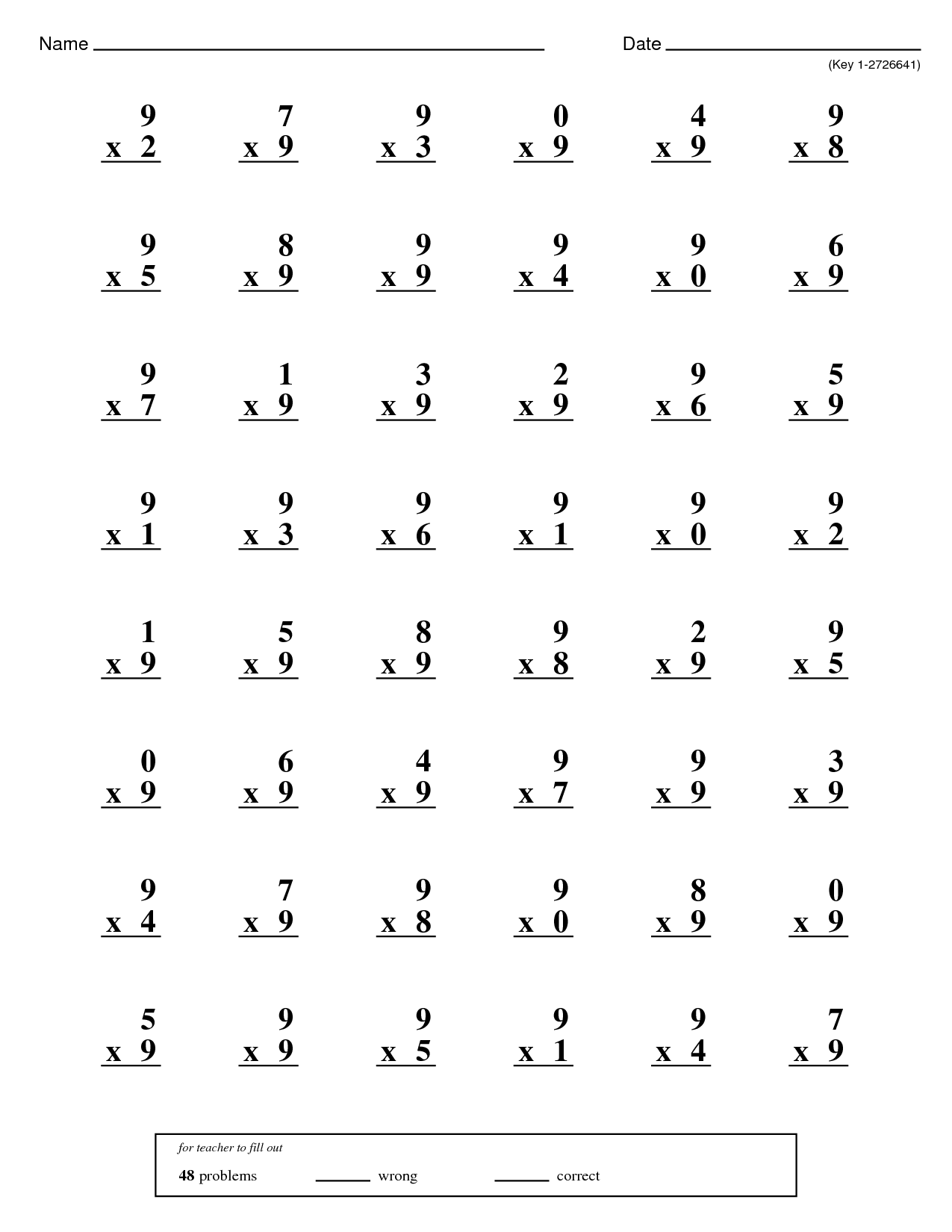 Multiplication 1 Minute Drill 10 Math Worksheets With Answers PDF Etsy