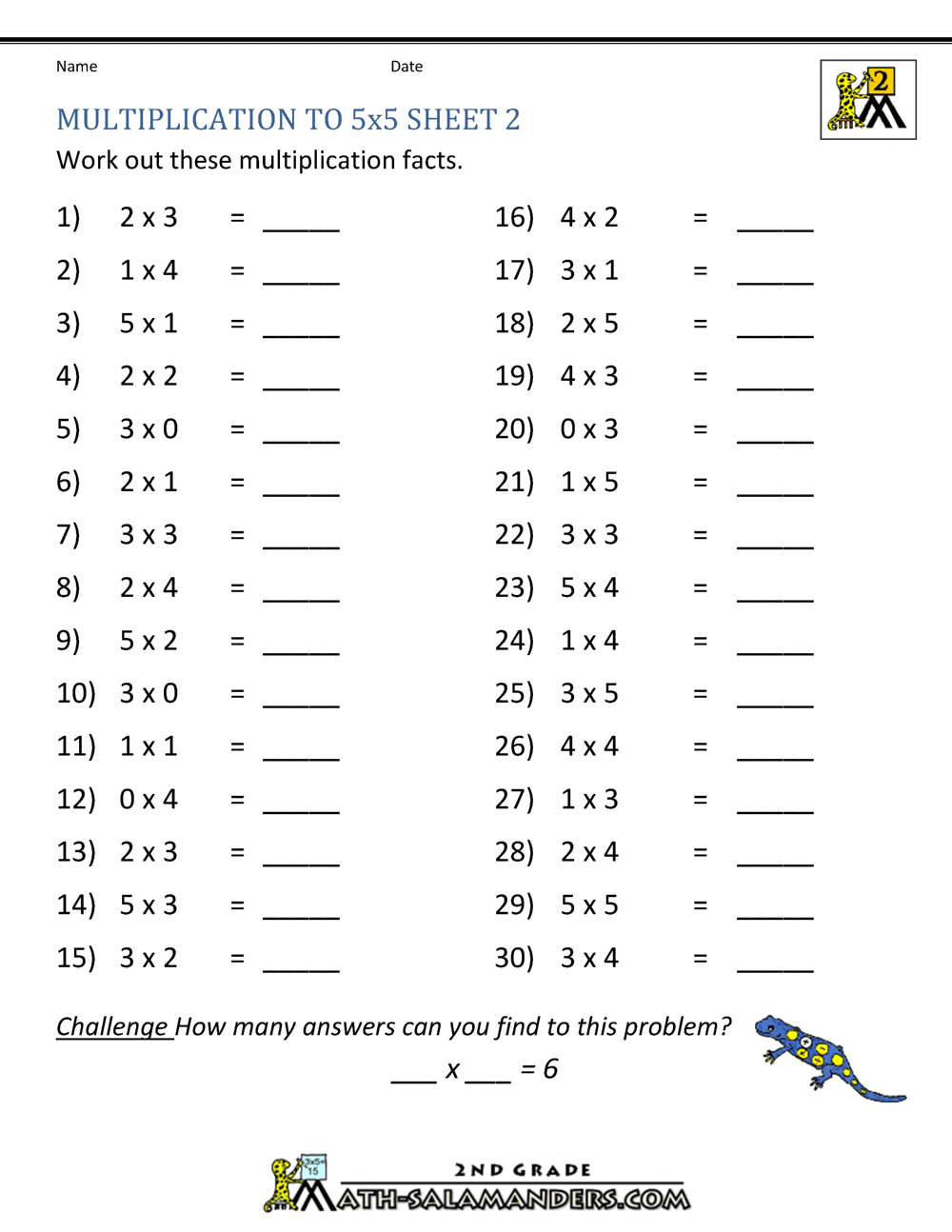 Multiplication Practice Worksheets To 5x5 Multiplication Worksheets PDF Free Download